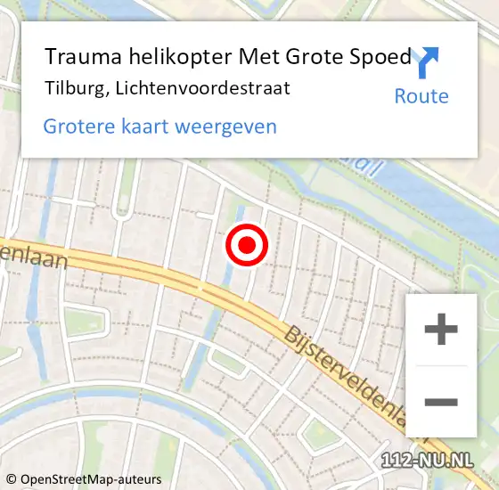 Locatie op kaart van de 112 melding: Trauma helikopter Met Grote Spoed Naar Tilburg, Lichtenvoordestraat op 9 augustus 2023 12:25