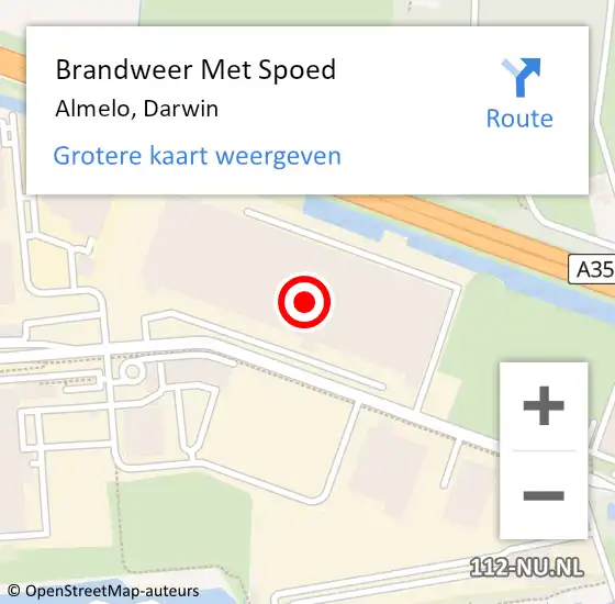 Locatie op kaart van de 112 melding: Brandweer Met Spoed Naar Almelo, Darwin op 9 augustus 2023 12:27