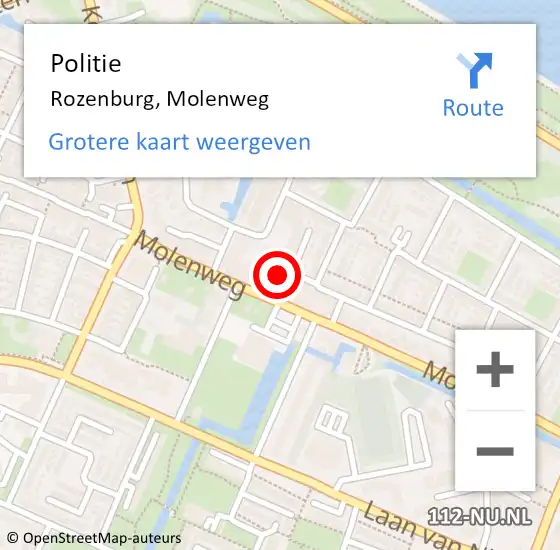 Locatie op kaart van de 112 melding: Politie Rozenburg, Molenweg op 9 augustus 2023 12:36