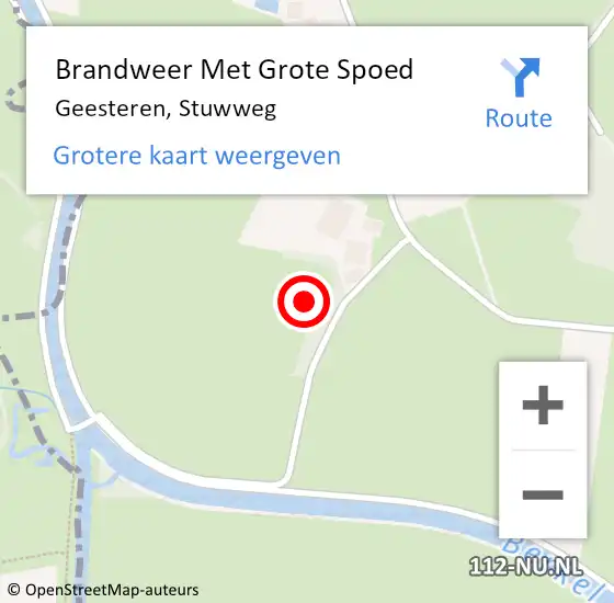 Locatie op kaart van de 112 melding: Brandweer Met Grote Spoed Naar Geesteren, Stuwweg op 9 augustus 2023 12:40