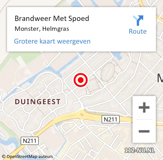 Locatie op kaart van de 112 melding: Brandweer Met Spoed Naar Monster, Helmgras op 9 augustus 2023 13:08