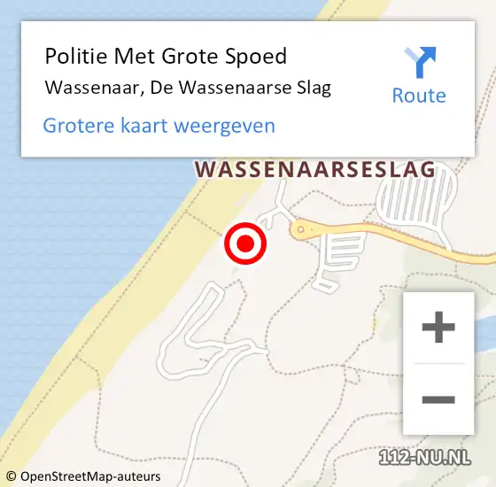 Locatie op kaart van de 112 melding: Politie Met Grote Spoed Naar Wassenaar, De Wassenaarse Slag op 9 augustus 2023 13:19