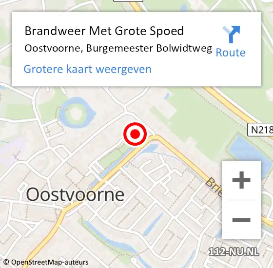 Locatie op kaart van de 112 melding: Brandweer Met Grote Spoed Naar Oostvoorne, Burgemeester Bolwidtweg op 9 augustus 2023 13:22