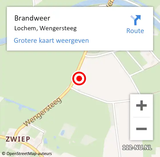 Locatie op kaart van de 112 melding: Brandweer Lochem, Wengersteeg op 9 augustus 2023 14:11