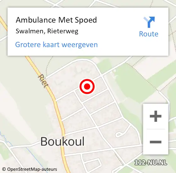 Locatie op kaart van de 112 melding: Ambulance Met Spoed Naar Swalmen, Rieterweg op 9 augustus 2023 14:15