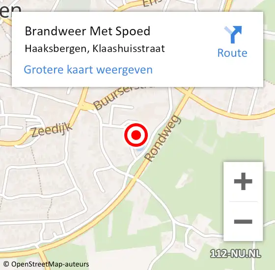 Locatie op kaart van de 112 melding: Brandweer Met Spoed Naar Haaksbergen, Klaashuisstraat op 9 augustus 2023 14:20