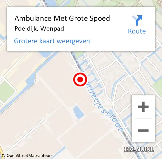 Locatie op kaart van de 112 melding: Ambulance Met Grote Spoed Naar Poeldijk, Wenpad op 9 augustus 2023 15:06