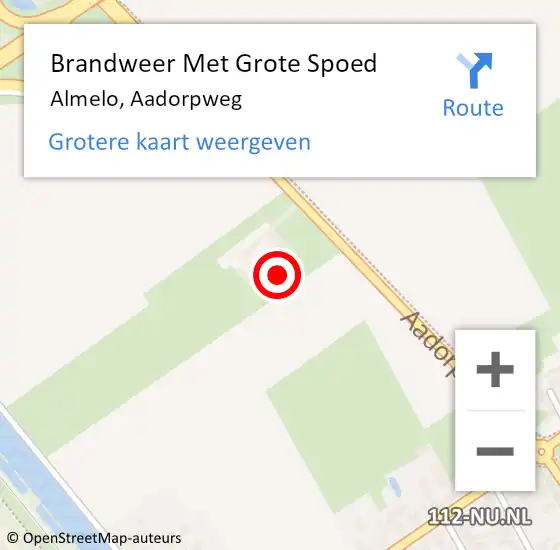 Locatie op kaart van de 112 melding: Brandweer Met Grote Spoed Naar Almelo, Aadorpweg op 9 augustus 2023 15:08