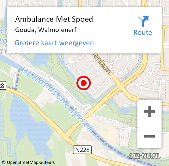 Locatie op kaart van de 112 melding: Ambulance Met Spoed Naar Gouda, Walmolenerf op 9 augustus 2023 15:17