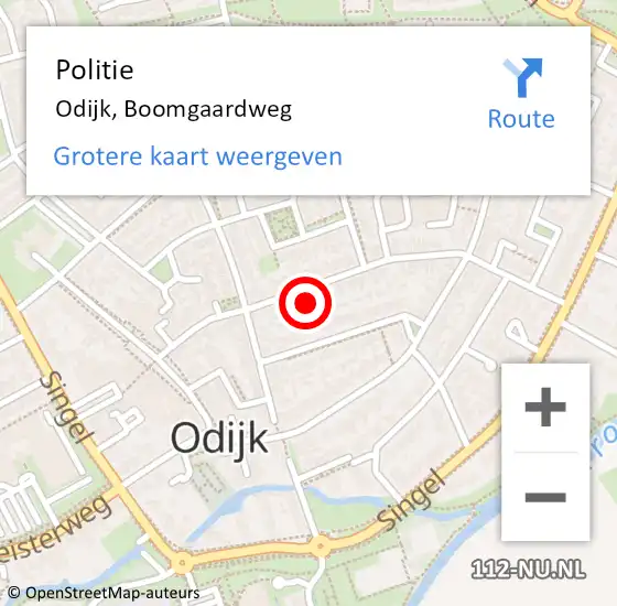 Locatie op kaart van de 112 melding: Politie Odijk, Boomgaardweg op 9 augustus 2023 15:34