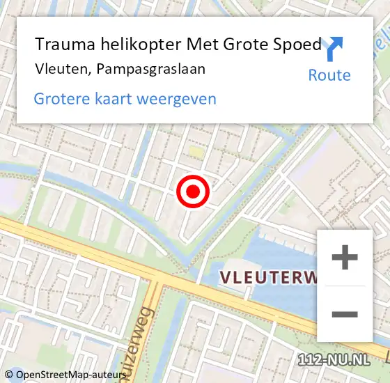 Locatie op kaart van de 112 melding: Trauma helikopter Met Grote Spoed Naar Vleuten, Pampasgraslaan op 9 augustus 2023 15:58