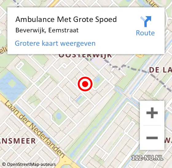 Locatie op kaart van de 112 melding: Ambulance Met Grote Spoed Naar Beverwijk, Eemstraat op 9 augustus 2023 16:26