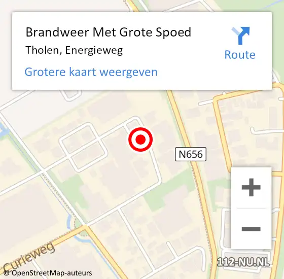 Locatie op kaart van de 112 melding: Brandweer Met Grote Spoed Naar Tholen, Energieweg op 9 augustus 2023 16:30