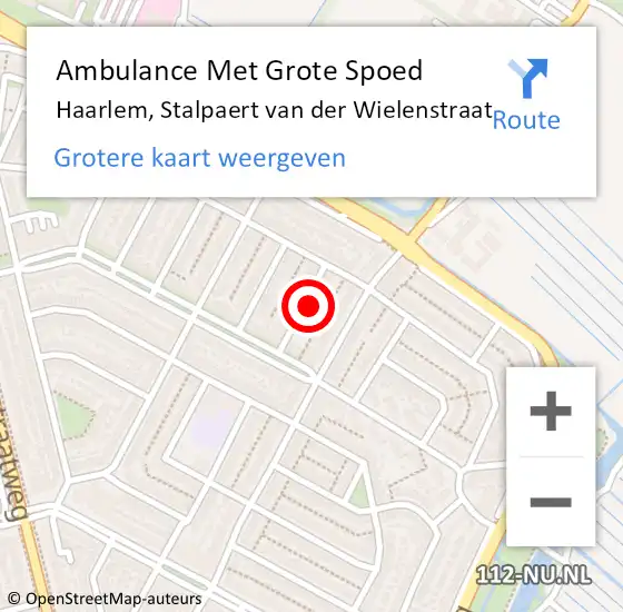 Locatie op kaart van de 112 melding: Ambulance Met Grote Spoed Naar Haarlem, Stalpaert van der Wielenstraat op 9 augustus 2023 16:39
