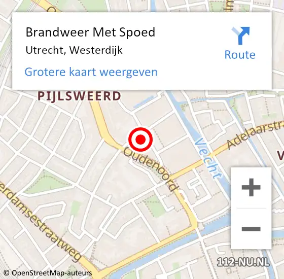 Locatie op kaart van de 112 melding: Brandweer Met Spoed Naar Utrecht, Westerdijk op 9 augustus 2023 16:42