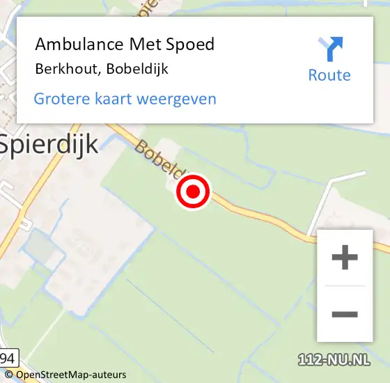 Locatie op kaart van de 112 melding: Ambulance Met Spoed Naar Berkhout, Bobeldijk op 9 augustus 2023 16:53