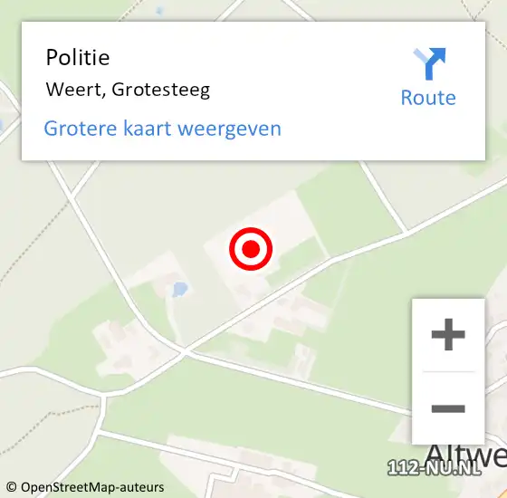 Locatie op kaart van de 112 melding: Politie Weert, Grotesteeg op 9 augustus 2023 17:15