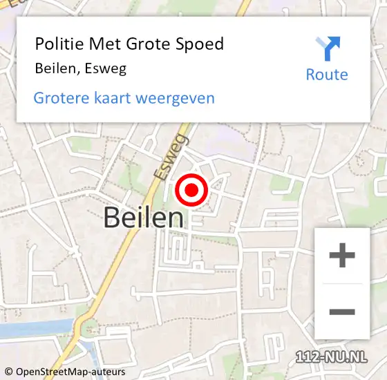 Locatie op kaart van de 112 melding: Politie Met Grote Spoed Naar Beilen, Esweg op 9 augustus 2023 17:34