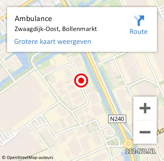 Locatie op kaart van de 112 melding: Ambulance Zwaagdijk-Oost, Bollenmarkt op 9 augustus 2023 17:39