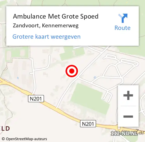 Locatie op kaart van de 112 melding: Ambulance Met Grote Spoed Naar Zandvoort, Kennemerweg op 9 augustus 2023 18:32