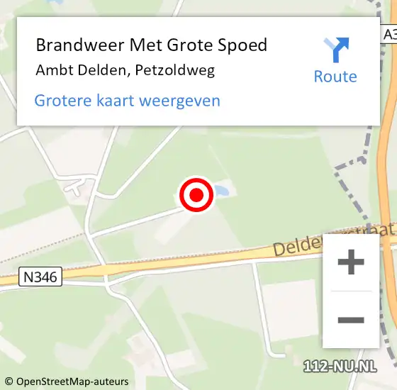 Locatie op kaart van de 112 melding: Brandweer Met Grote Spoed Naar Ambt Delden, Petzoldweg op 9 augustus 2023 18:53