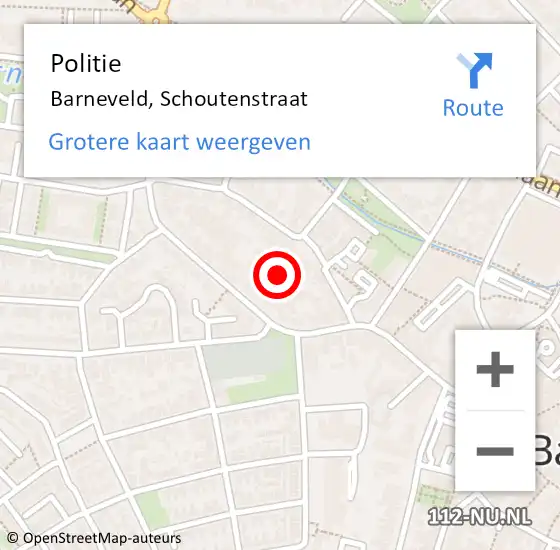 Locatie op kaart van de 112 melding: Politie Barneveld, Schoutenstraat op 9 augustus 2023 19:09