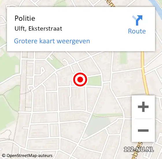 Locatie op kaart van de 112 melding: Politie Ulft, Eksterstraat op 9 augustus 2023 19:28