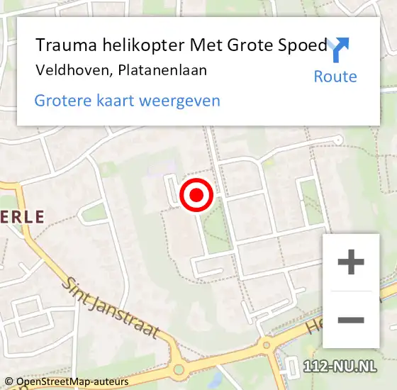 Locatie op kaart van de 112 melding: Trauma helikopter Met Grote Spoed Naar Veldhoven, Platanenlaan op 9 augustus 2023 19:42