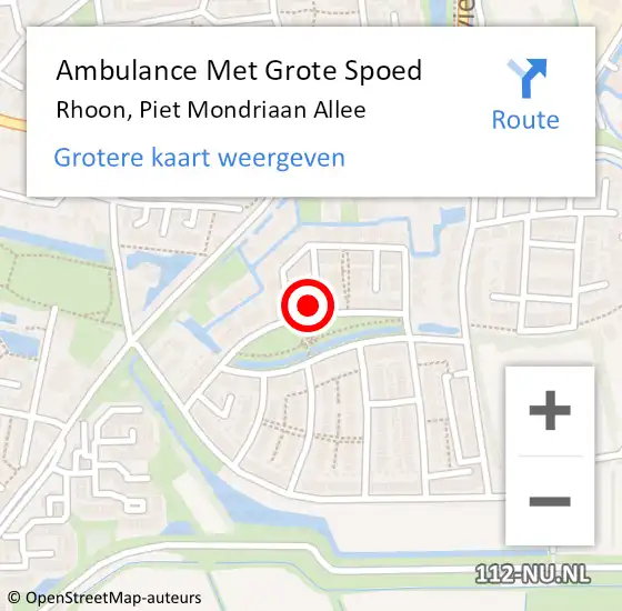 Locatie op kaart van de 112 melding: Ambulance Met Grote Spoed Naar Rhoon, Piet Mondriaan Allee op 9 augustus 2023 20:23