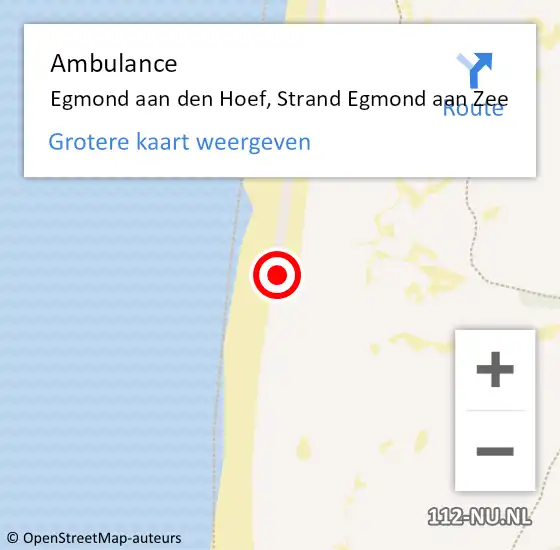 Locatie op kaart van de 112 melding: Ambulance Egmond aan den Hoef, Strand Egmond aan Zee op 9 augustus 2023 20:26