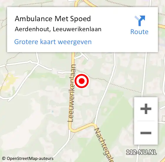 Locatie op kaart van de 112 melding: Ambulance Met Spoed Naar Aerdenhout, Leeuwerikenlaan op 9 augustus 2023 20:52