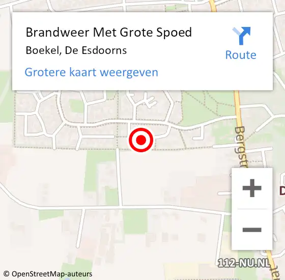 Locatie op kaart van de 112 melding: Brandweer Met Grote Spoed Naar Boekel, De Esdoorns op 9 augustus 2023 21:20