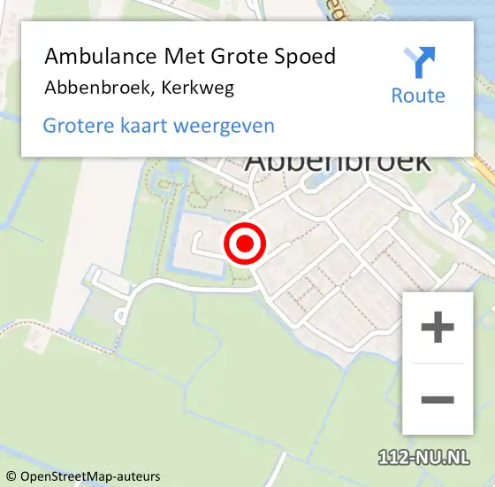 Locatie op kaart van de 112 melding: Ambulance Met Grote Spoed Naar Abbenbroek, Kerkweg op 9 augustus 2023 21:23