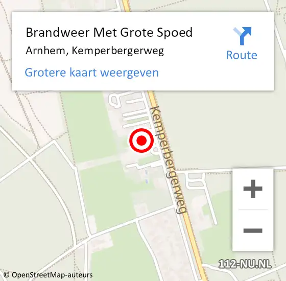Locatie op kaart van de 112 melding: Brandweer Met Grote Spoed Naar Arnhem, Kemperbergerweg op 9 augustus 2023 21:35