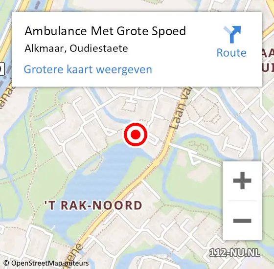 Locatie op kaart van de 112 melding: Ambulance Met Grote Spoed Naar Alkmaar, Oudiestaete op 9 augustus 2023 21:42