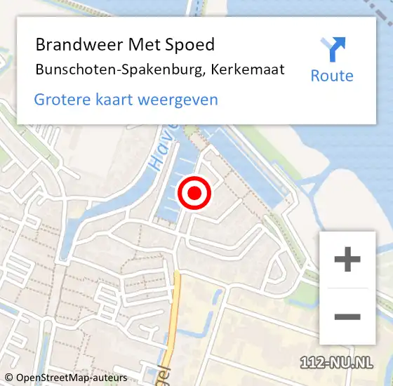 Locatie op kaart van de 112 melding: Brandweer Met Spoed Naar Bunschoten-Spakenburg, Kerkemaat op 9 augustus 2023 22:15