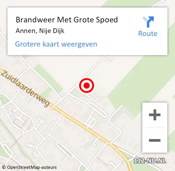 Locatie op kaart van de 112 melding: Brandweer Met Grote Spoed Naar Annen, Nije Dijk op 9 augustus 2023 22:25