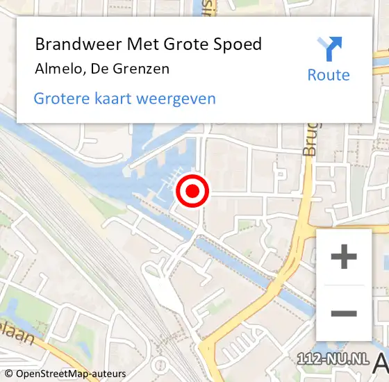 Locatie op kaart van de 112 melding: Brandweer Met Grote Spoed Naar Almelo, De Grenzen op 9 augustus 2023 23:04