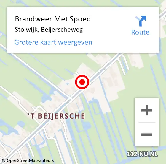 Locatie op kaart van de 112 melding: Brandweer Met Spoed Naar Stolwijk, Beijerscheweg op 13 oktober 2013 14:57