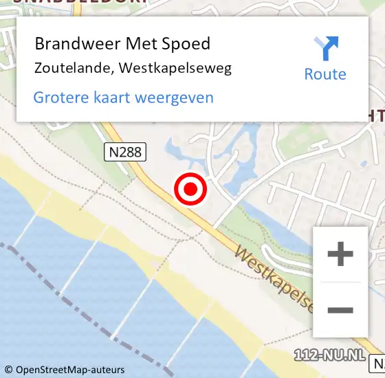 Locatie op kaart van de 112 melding: Brandweer Met Spoed Naar Zoutelande, Westkapelseweg op 10 augustus 2023 00:01