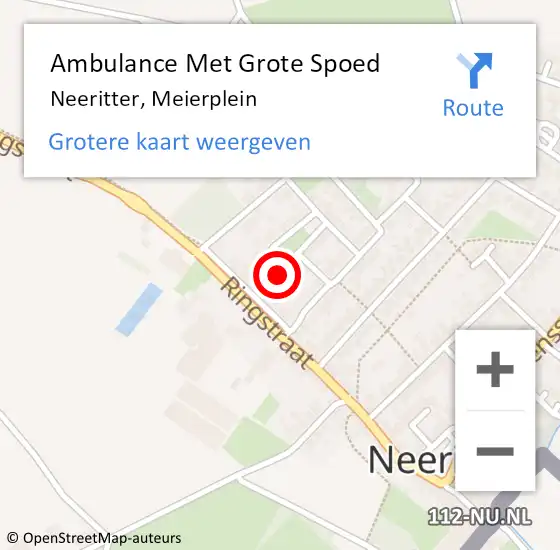 Locatie op kaart van de 112 melding: Ambulance Met Grote Spoed Naar Neeritter, Meierplein op 10 augustus 2023 00:29