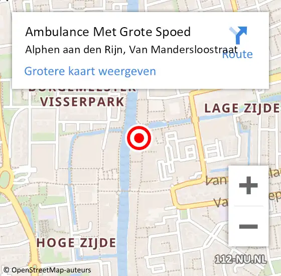 Locatie op kaart van de 112 melding: Ambulance Met Grote Spoed Naar Alphen aan den Rijn, Van Mandersloostraat op 10 augustus 2023 05:28