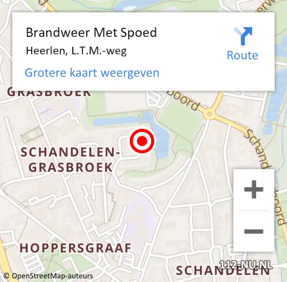 Locatie op kaart van de 112 melding: Brandweer Met Spoed Naar Heerlen, L.T.M.-weg op 10 augustus 2023 07:11