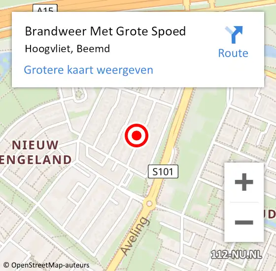 Locatie op kaart van de 112 melding: Brandweer Met Grote Spoed Naar Hoogvliet, Beemd op 10 augustus 2023 07:44