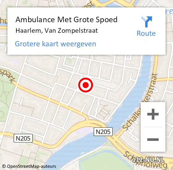 Locatie op kaart van de 112 melding: Ambulance Met Grote Spoed Naar Haarlem, Van Zompelstraat op 10 augustus 2023 08:05