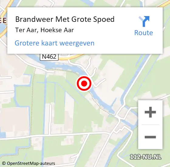 Locatie op kaart van de 112 melding: Brandweer Met Grote Spoed Naar Ter Aar, Hoekse Aar op 10 augustus 2023 08:06