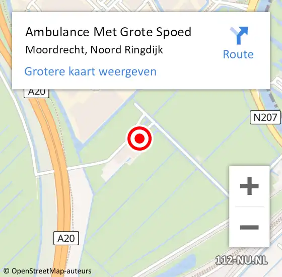 Locatie op kaart van de 112 melding: Ambulance Met Grote Spoed Naar Moordrecht, Noord Ringdijk op 10 augustus 2023 09:31