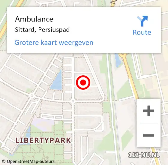 Locatie op kaart van de 112 melding: Ambulance Sittard, Persiuspad op 4 september 2014 12:05