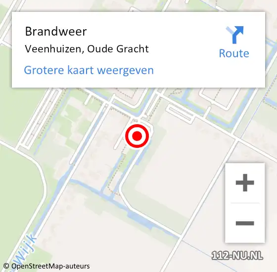 Locatie op kaart van de 112 melding: Brandweer Veenhuizen, Oude Gracht op 10 augustus 2023 10:24