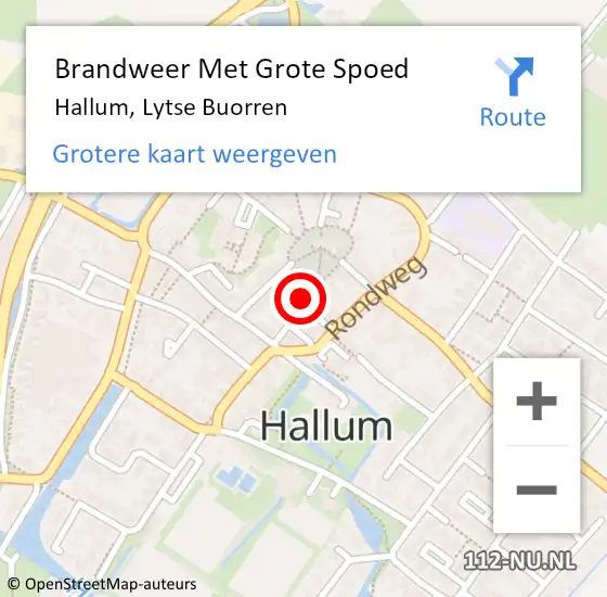 Locatie op kaart van de 112 melding: Brandweer Met Grote Spoed Naar Hallum, Lytse Buorren op 10 augustus 2023 10:58